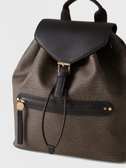 Borbonese Urban backpack in coated Op canvas and leather