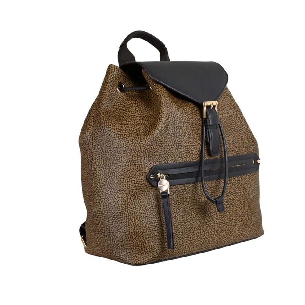 Borbonese Urban backpack in coated Op canvas and leather