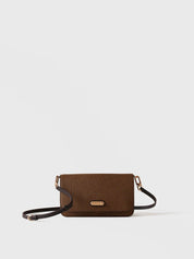 Borbonese Urban Mini crossbody bag in Op coated canvas and leather