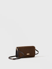 Borbonese Urban Mini crossbody bag in Op coated canvas and leather