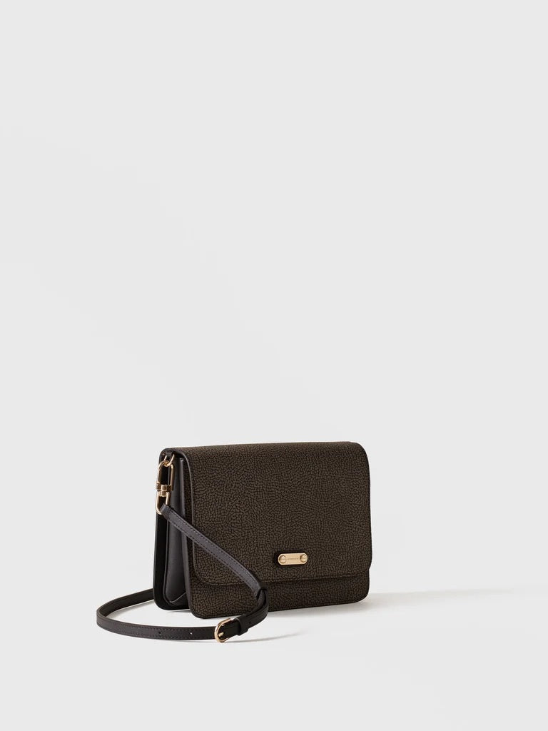 Borsa a tracolla Urban Small in tela rivestita Op e pelle Borbonese