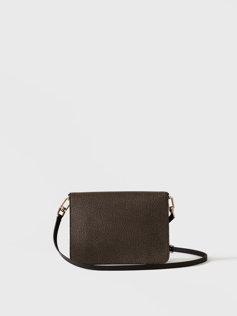 Borsa a tracolla Urban Small in tela rivestita Op e pelle Borbonese