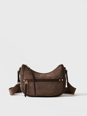 Borbonese Small Luna Bag in suede split leather
