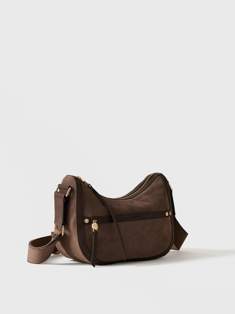 Borbonese Small Luna Bag in suede split leather
