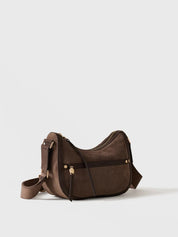 Borbonese Small Luna Bag in suede split leather