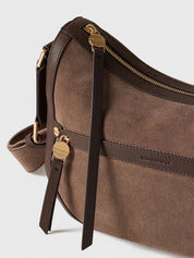 Borbonese Small Luna Bag in suede split leather