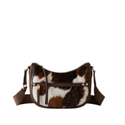 Borsa Luna Bag Small in vitello effetto cavallino con stampa animalier Borbonese