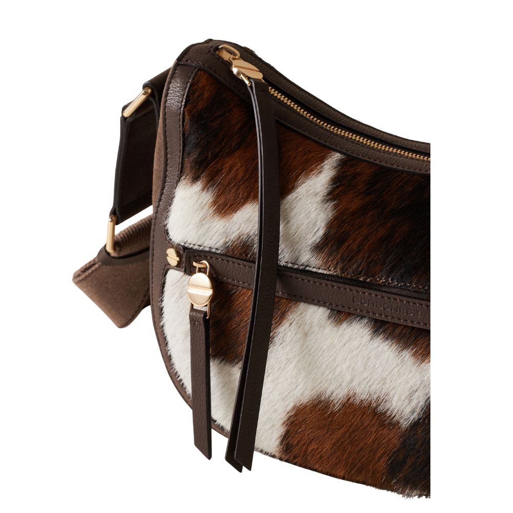 Borsa Luna Bag Small in vitello effetto cavallino con stampa animalier Borbonese