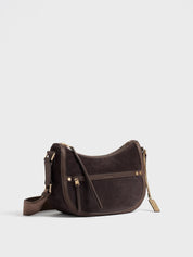 Borbonese Small Luna Bag in suede split leather