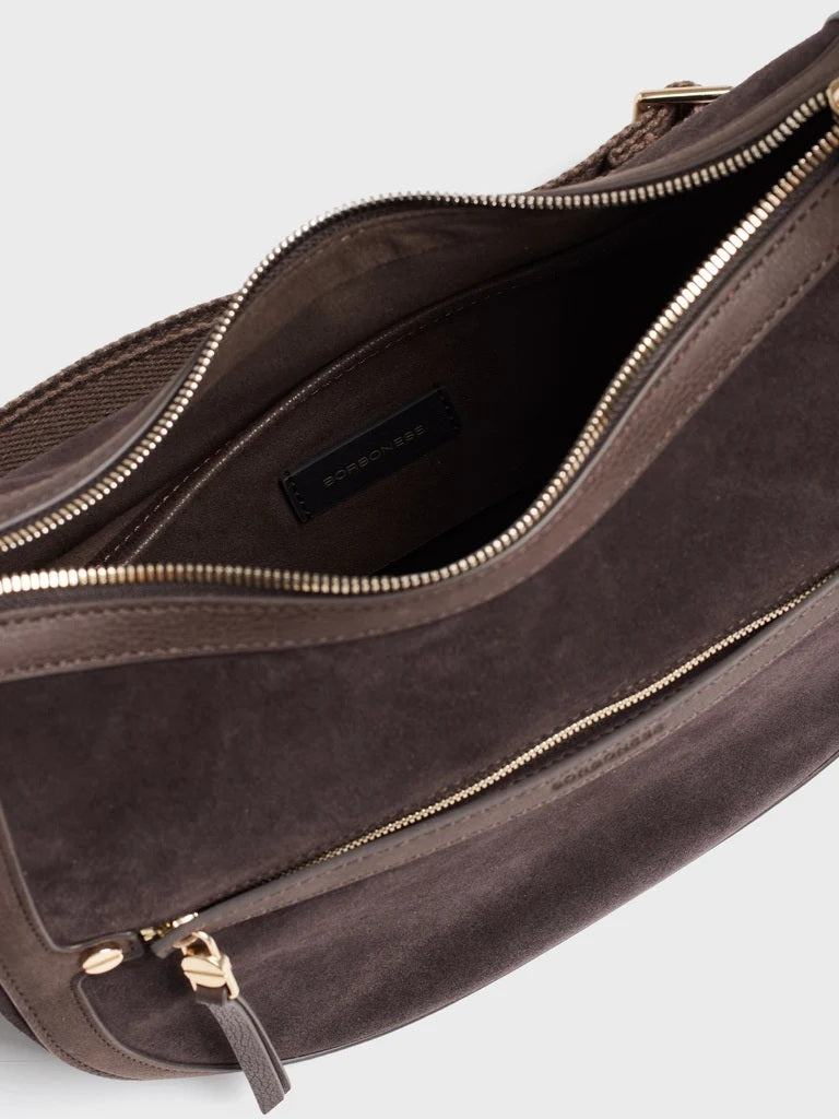 Borbonese Small Luna Bag in suede split leather