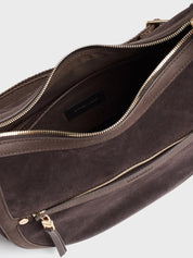 Borbonese Small Luna Bag in suede split leather