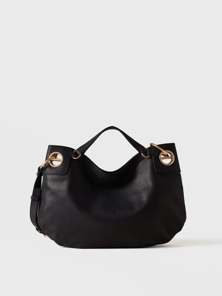 Borbonese London Medium Leather Hobo Bag