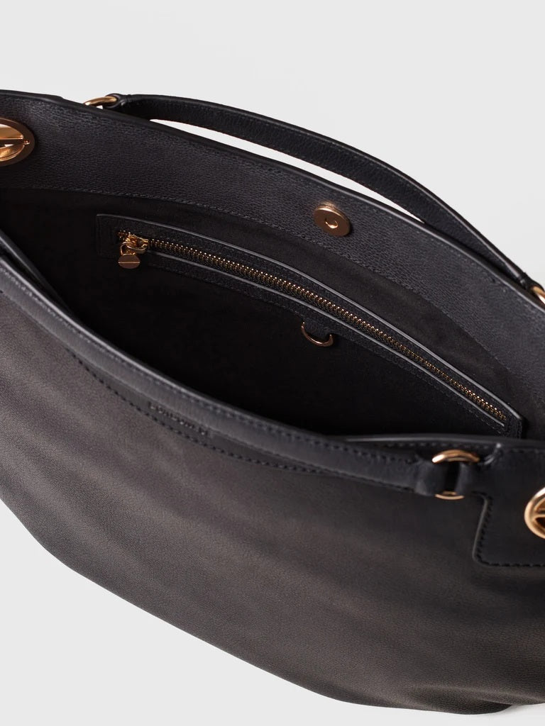 Borbonese London Medium Leather Hobo Bag