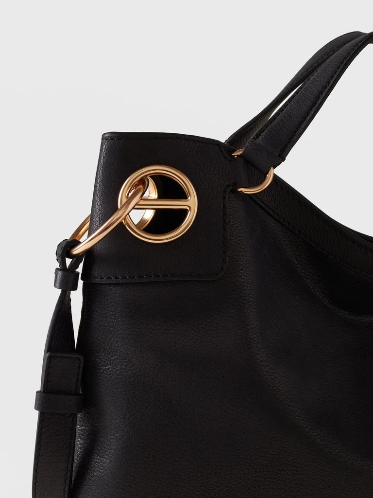 Borbonese London Medium Leather Hobo Bag