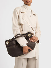 Borbonese London Medium Leather Hobo Bag