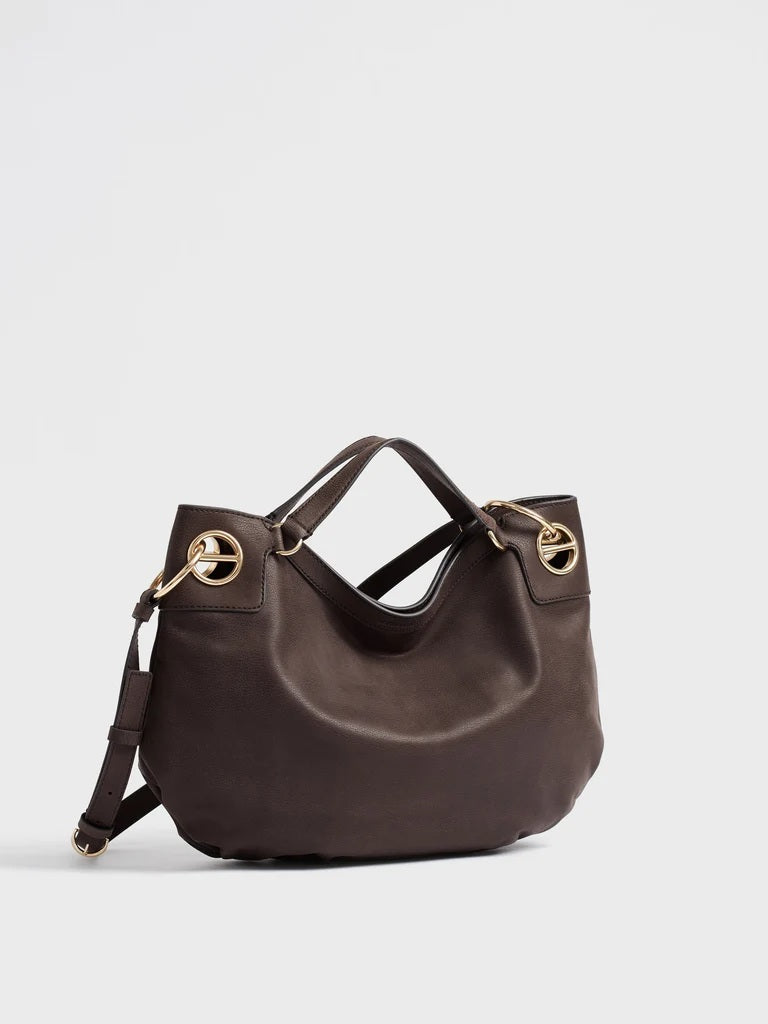 Borbonese London Medium Leather Hobo Bag