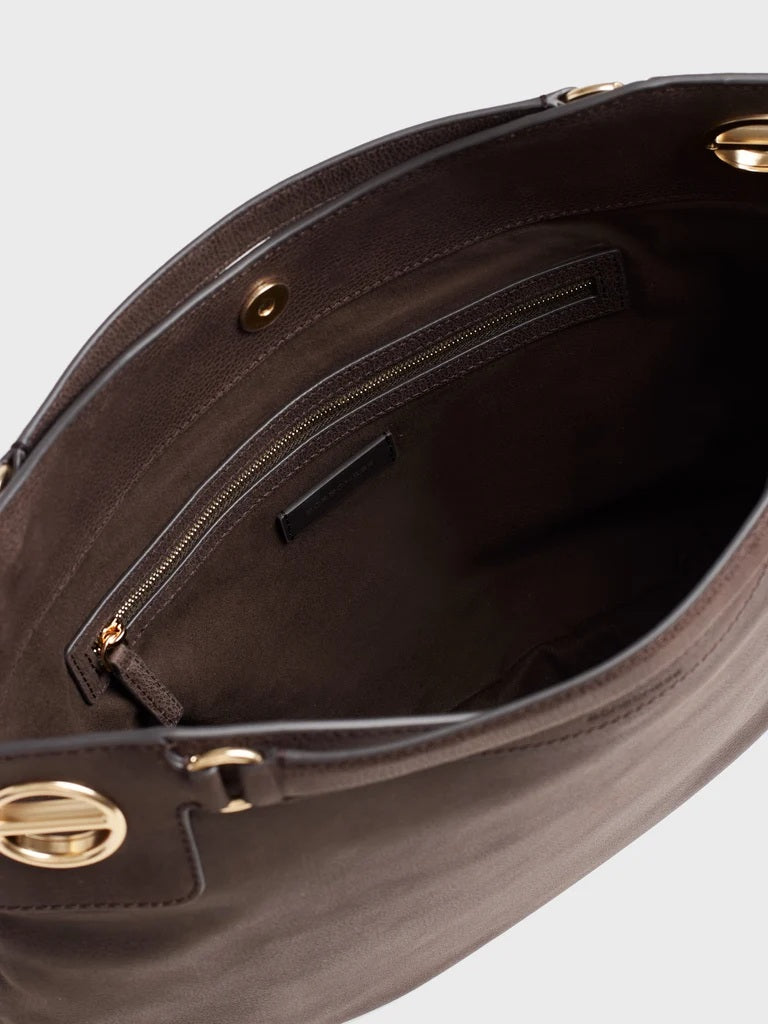 Borbonese London Medium Leather Hobo Bag