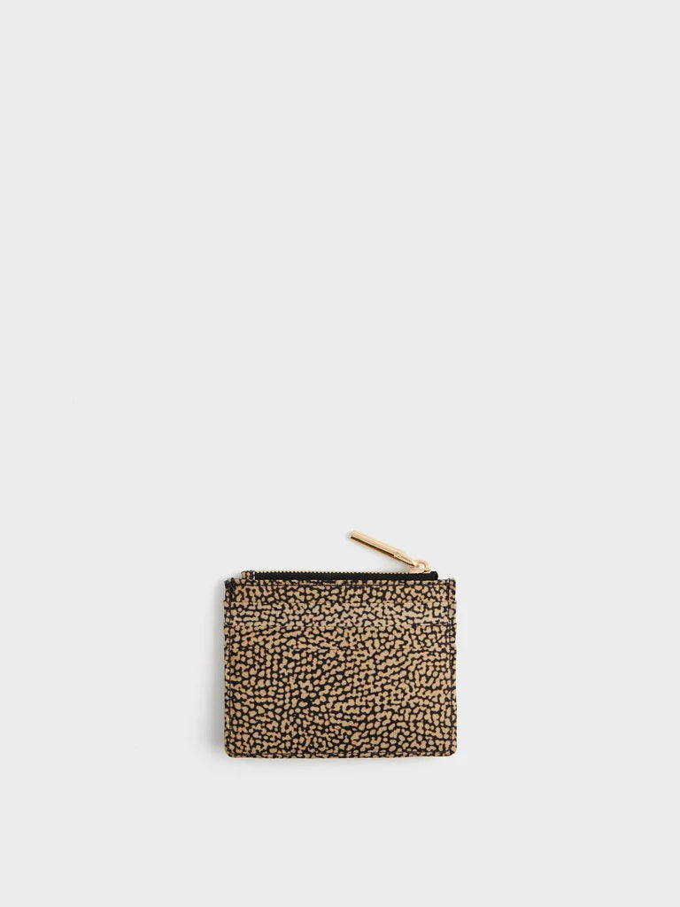 Borbonese recycled fabric card holder with Op print
