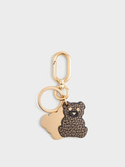 Borbonese Op coated canvas bear keychain