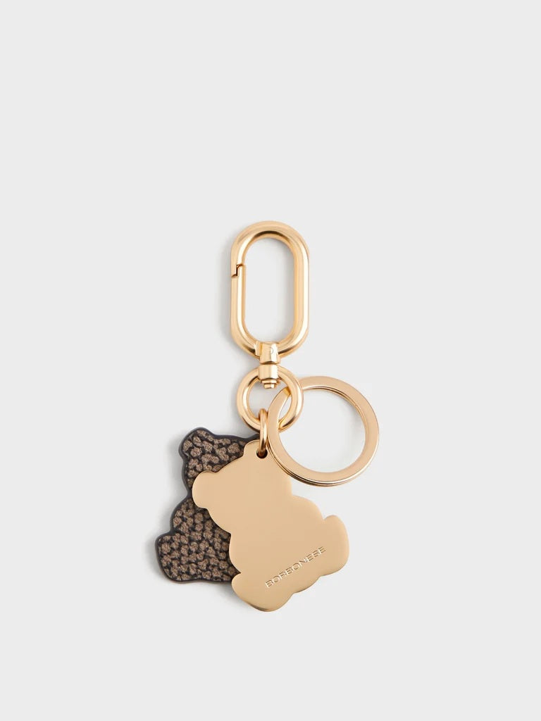 Borbonese Op coated canvas bear keychain