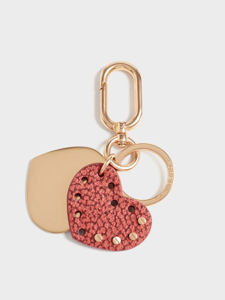 Borbonese Op coated canvas heart keychain