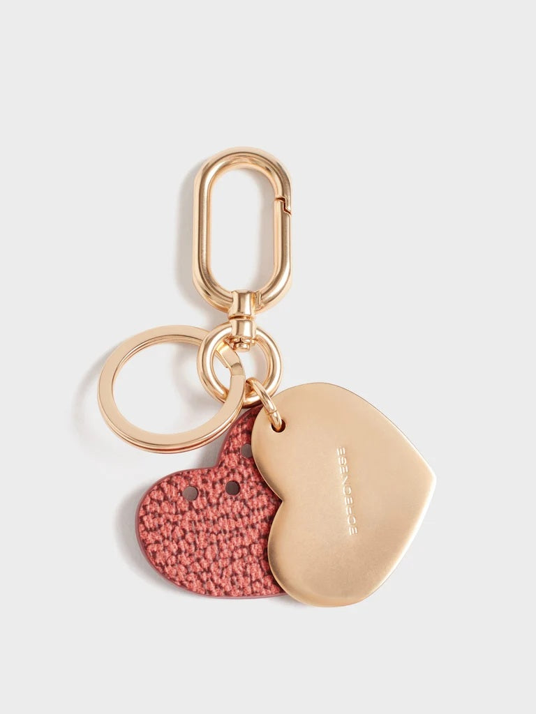Borbonese Op coated canvas heart keychain