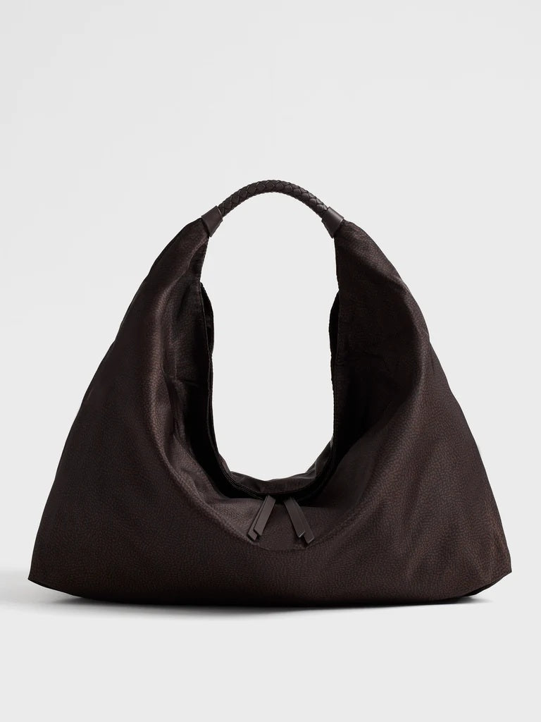Borsa a spalla Plie Large in tessuto riciclato Op Borbonese