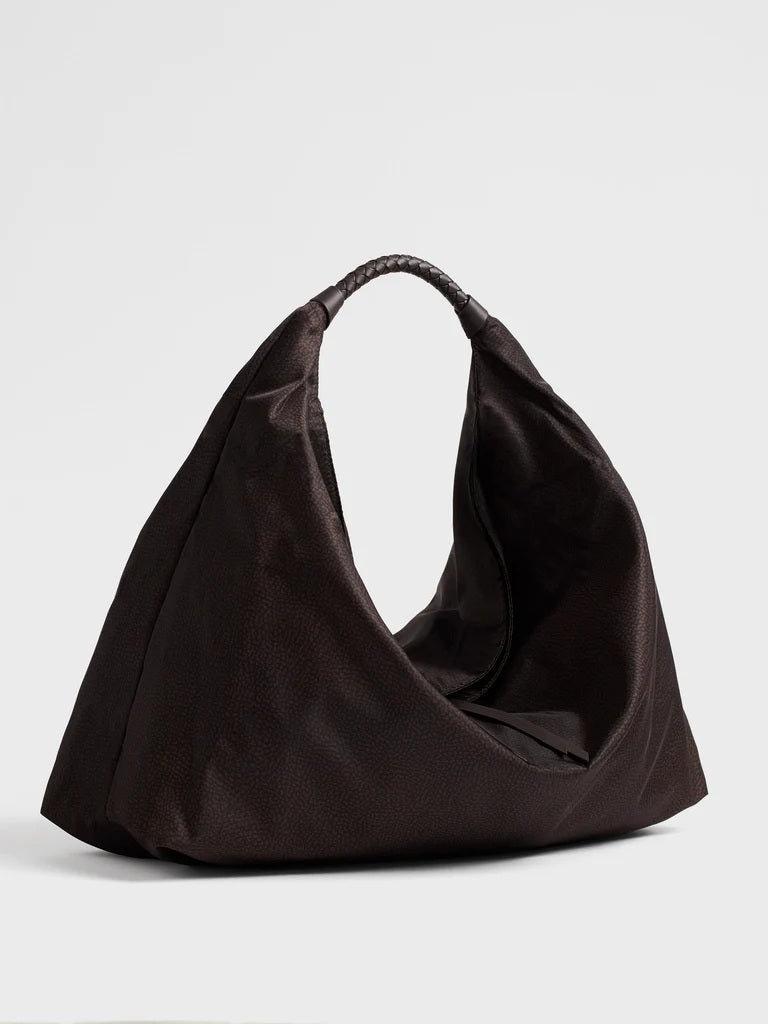 Borsa a spalla Plie Large in tessuto riciclato Op Borbonese