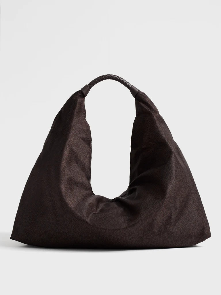 Borsa a spalla Plie Large in tessuto riciclato Op Borbonese