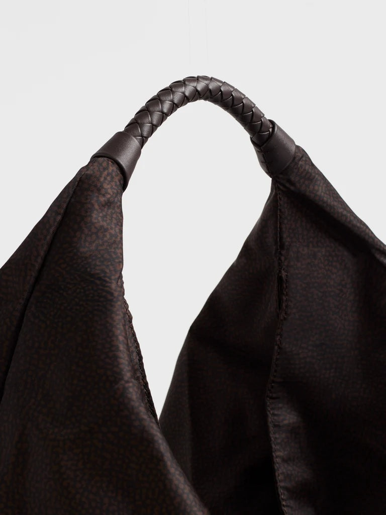 Borsa a spalla Plie Large in tessuto riciclato Op Borbonese