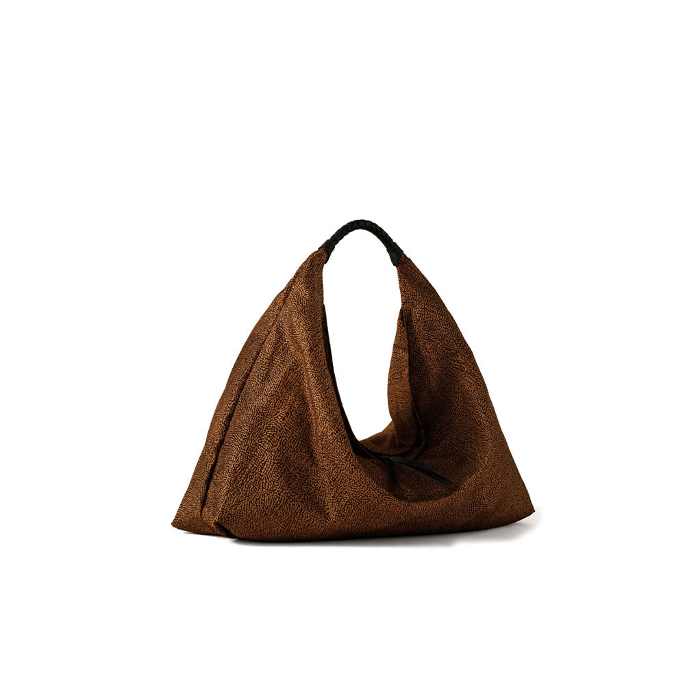 Borsa a spalla Plie Large in tessuto riciclato Op Borbonese