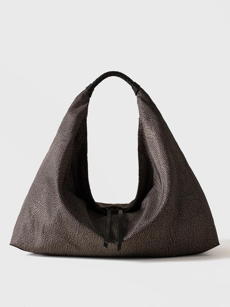 Borbonese Plie Large shoulder bag in recycled Op fabric