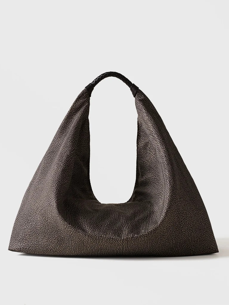 Borbonese Plie Large shoulder bag in recycled Op fabric