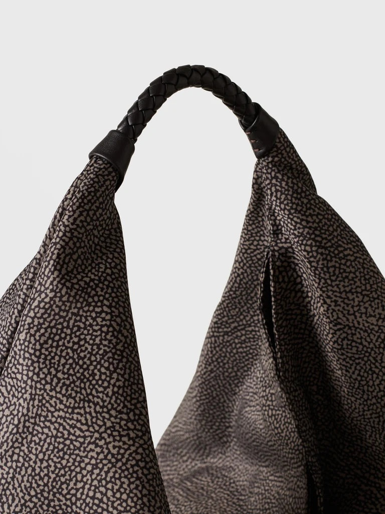 Borbonese Plie Large shoulder bag in recycled Op fabric