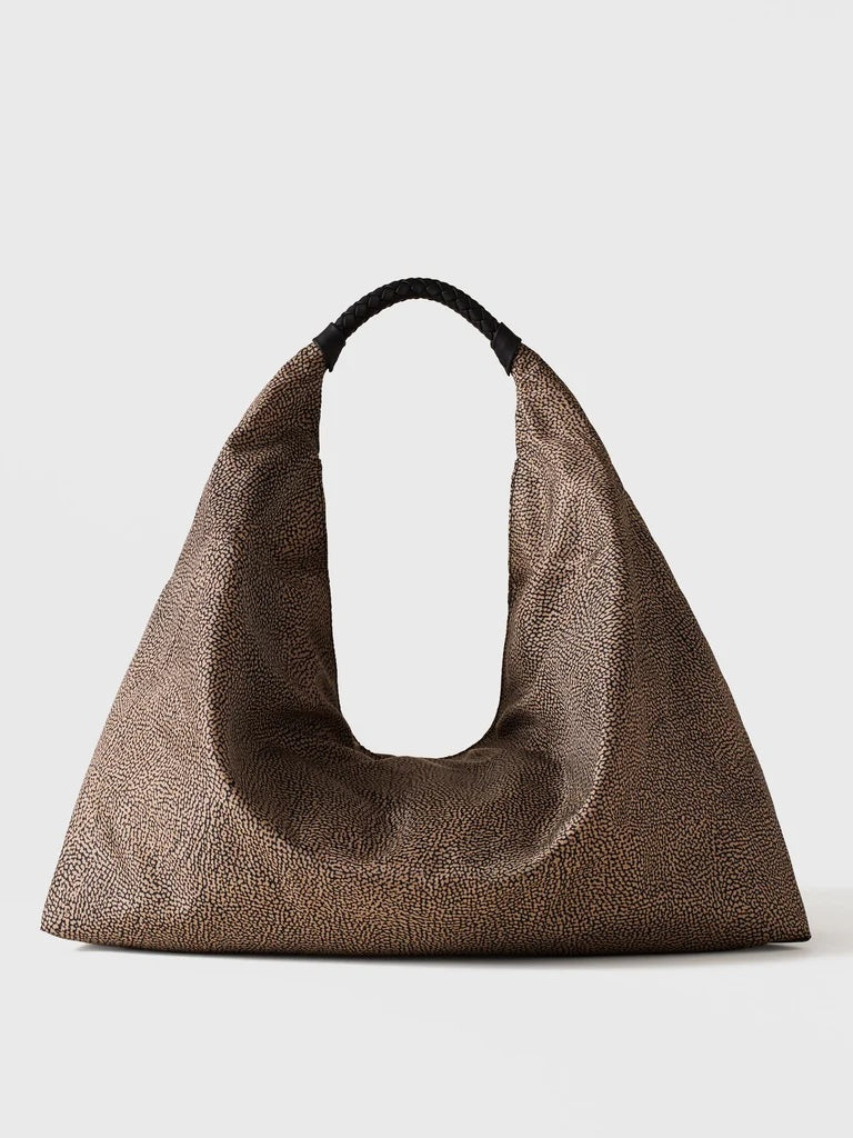 Borbonese Plie Large shoulder bag in recycled Op fabric