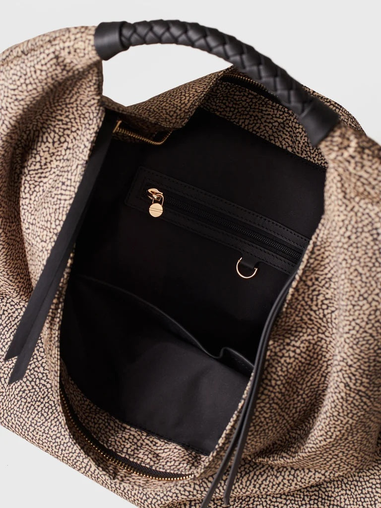 Borbonese Plie Large shoulder bag in recycled Op fabric