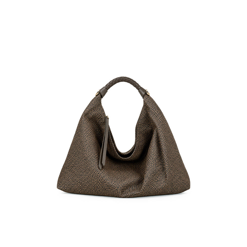 Borsa a spalla Plie Medium in tessuto riciclato Op Borbonese