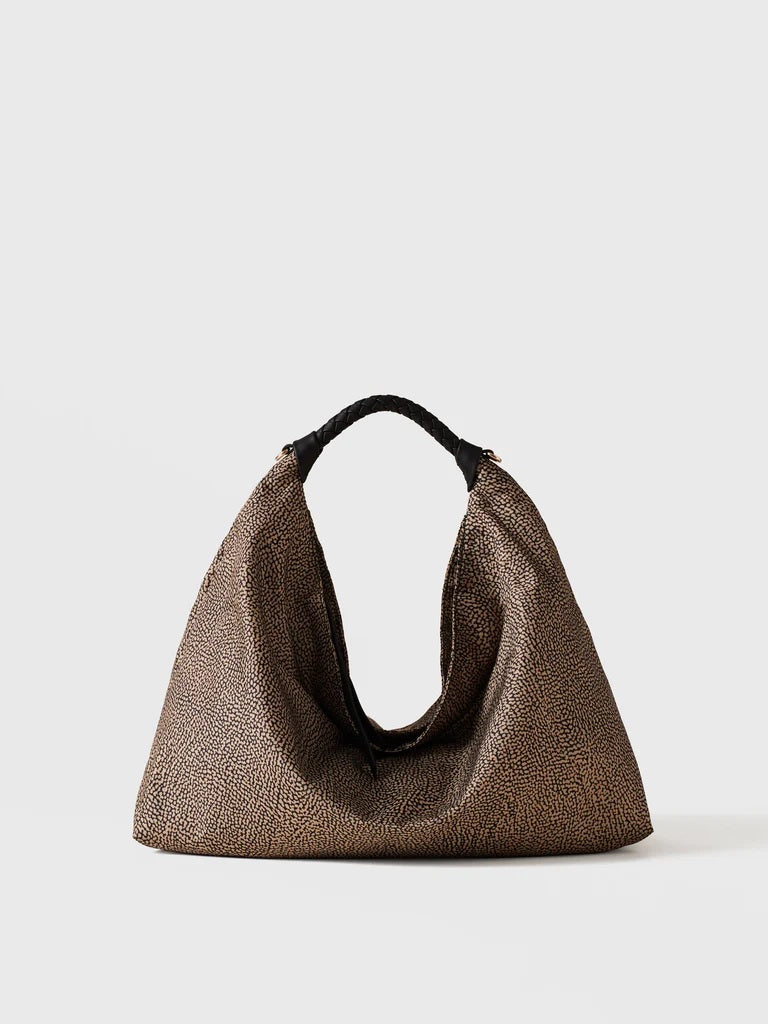 Borbonese Plie Medium shoulder bag in recycled Op fabric