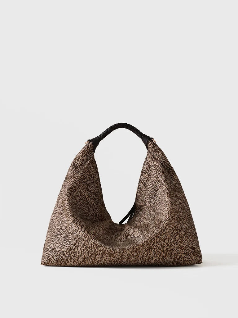 Borbonese Plie Medium shoulder bag in recycled Op fabric