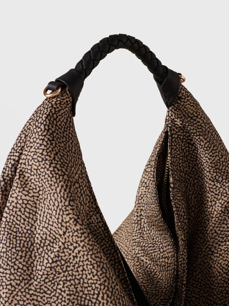 Borbonese Plie Medium shoulder bag in recycled Op fabric