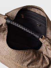 Borbonese Plie Medium shoulder bag in recycled Op fabric