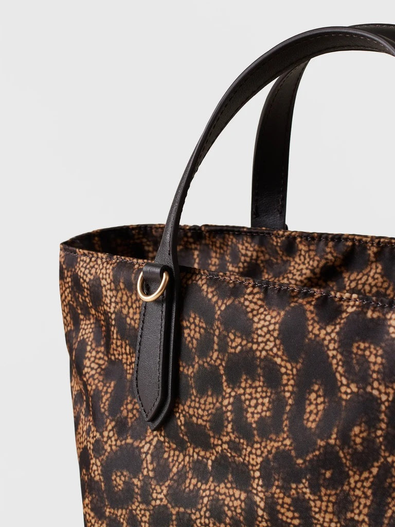 Borsa a mano Escape Small in tessuto tecno con stampa Op e animalier Borbonese