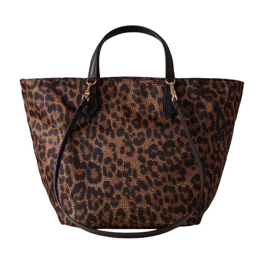 Borsa a mano Escape Medium in tessuto tecno con stampa Op e animalier Borbonese
