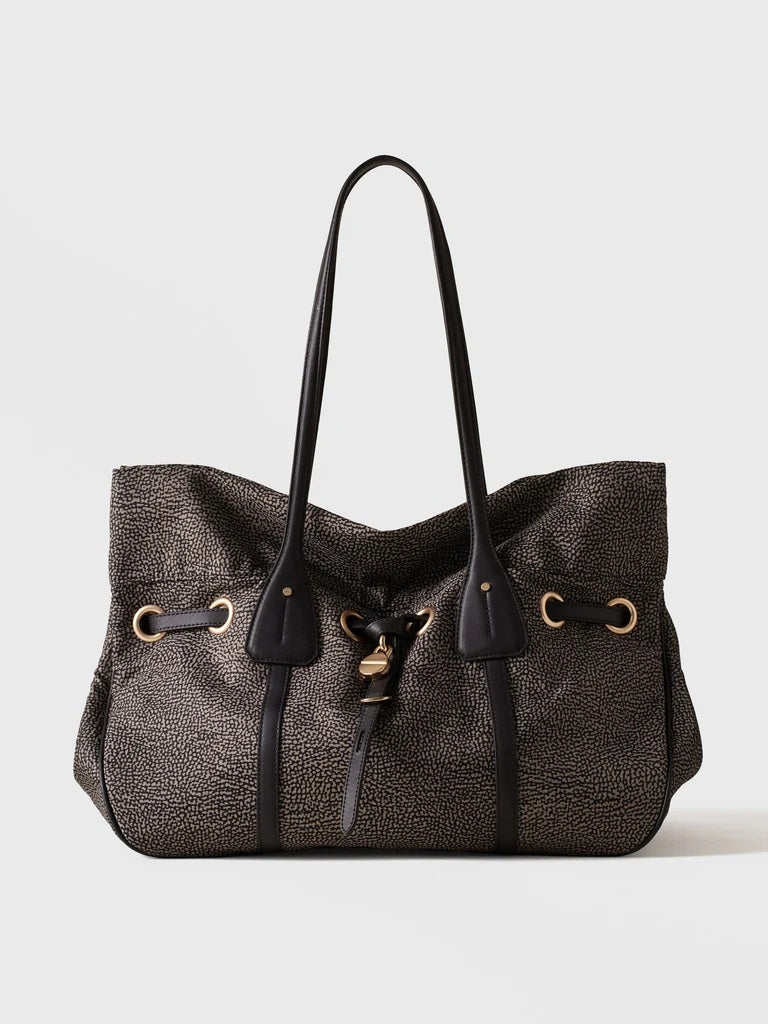 Borsa Prive Shopping Bag Large in tessuto riciclato Op e pelle Borbonese