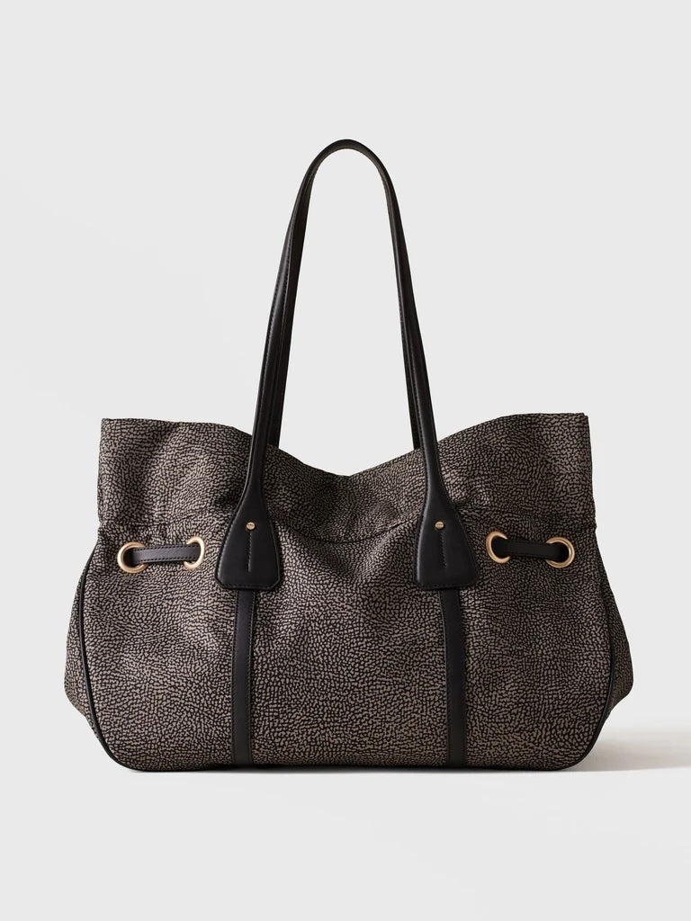 Borsa Prive Shopping Bag Large in tessuto riciclato Op e pelle Borbonese