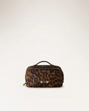 Small beauty case in techno fabric with animal print and Op Borbonese pattern.