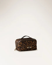 Small beauty case in techno fabric with animal print and Op Borbonese pattern.