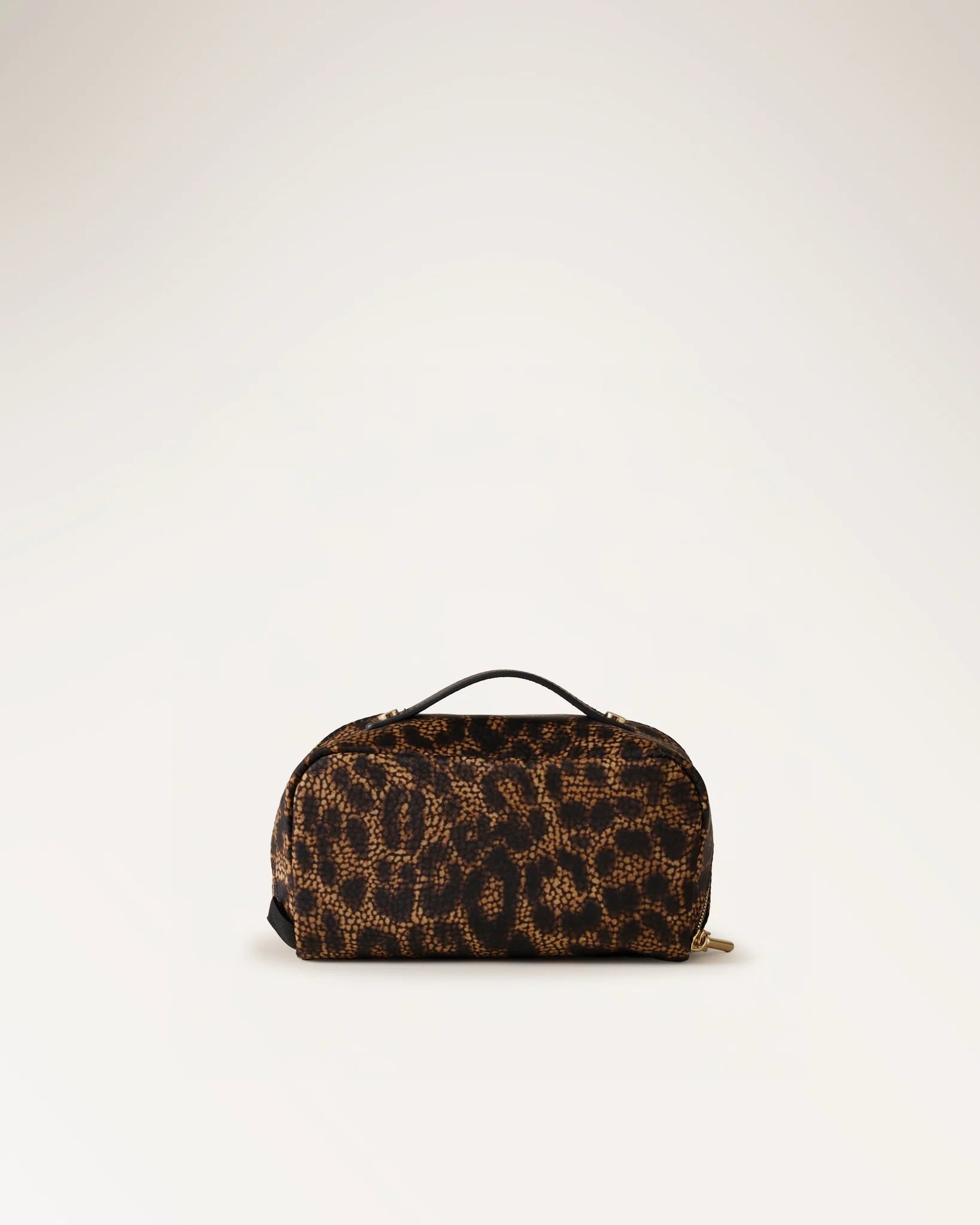 Small beauty case in techno fabric with animal print and Op Borbonese pattern.