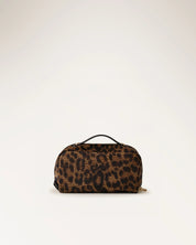 Small beauty case in techno fabric with animal print and Op Borbonese pattern.