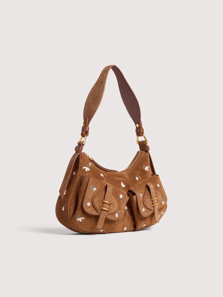 Borsa a spalla Mavery Pocket Medium Suede Coccinelle